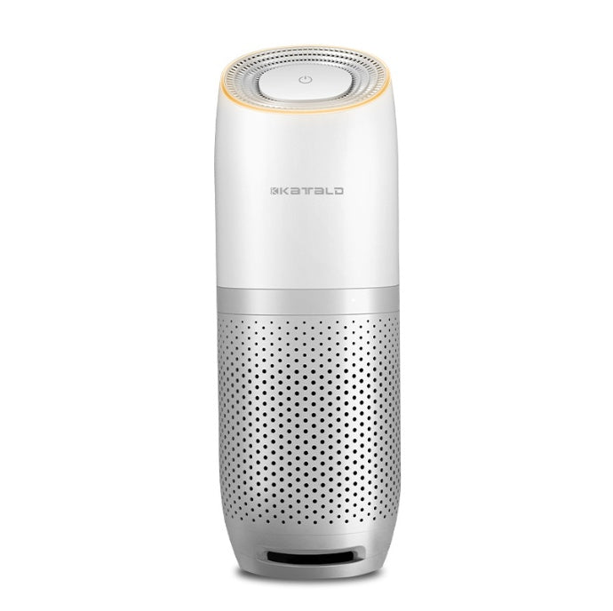 White air purifier with brand logo on a white background