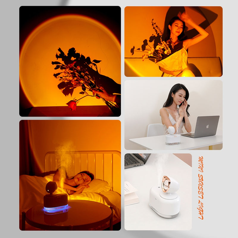Wireless Sunset Lamp/300ML Humidifier-6