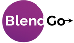 Logo of BlendGo with a purple circle and white text on a white background