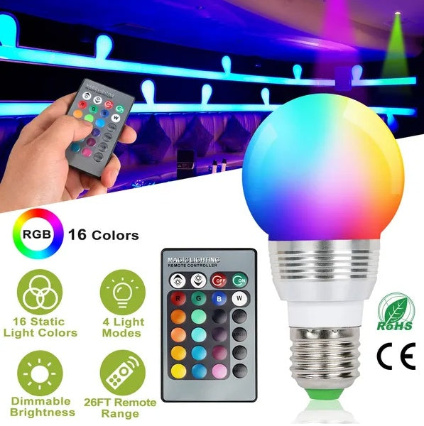 E27 3W Dimmable RGB LED Mood Light (16 Colors)-3