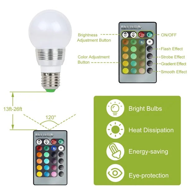E27 3W Dimmable RGB LED Mood Light (16 Colors)-5